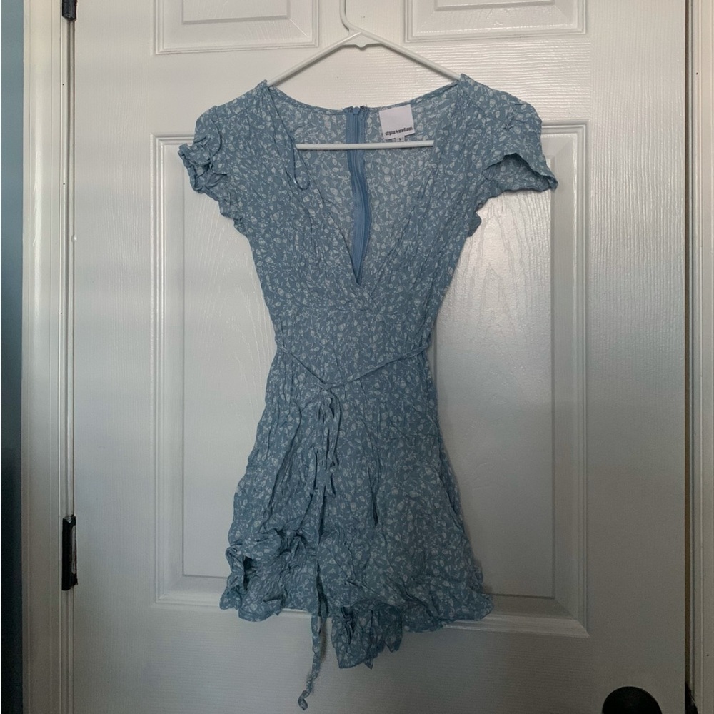 blue floral romper